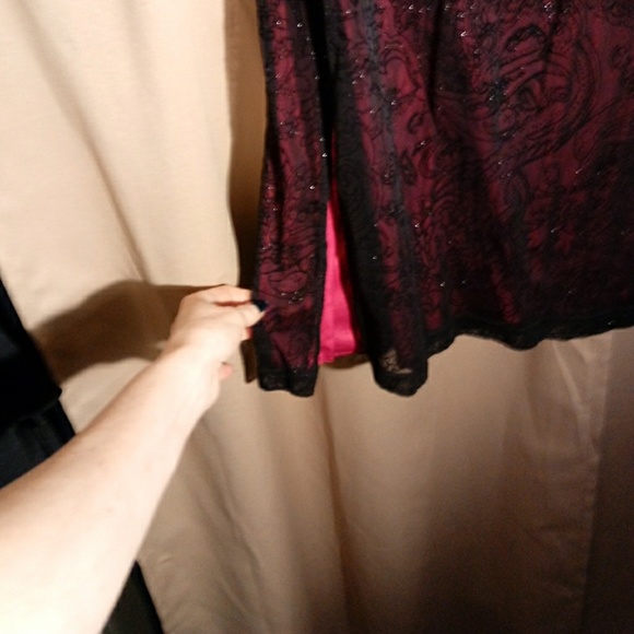 Long Sparkly Black & Red Skirt, stretch, size M - Picture 5 of 5